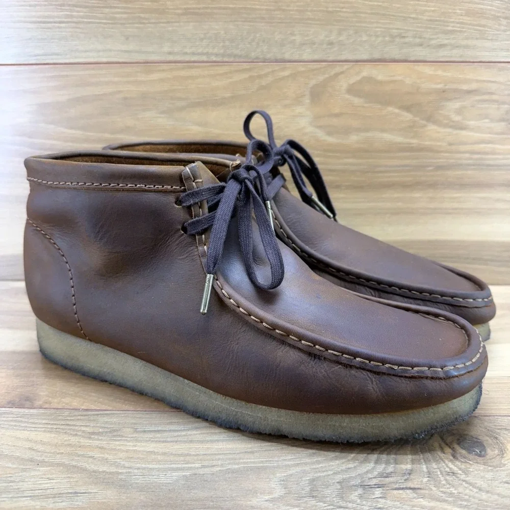 Clarks Wallabee Originals Mens 12 M Brown Leather Chukka Ankle Boots Desert